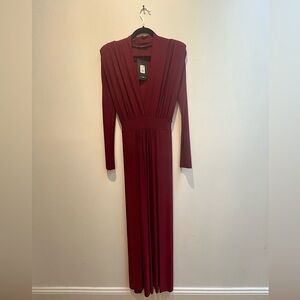 Fashion Nova Burgundy Long Flowy Femme Fetale Dress